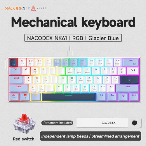 AJAZZ NK61 Wired Gaming Mechanical Keyboard 60% RGB Hot-Swappable 61