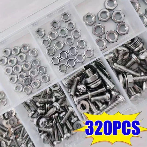 640/320pcs Premium Screw and Nut Assortment Kit Corrosion-Resistant