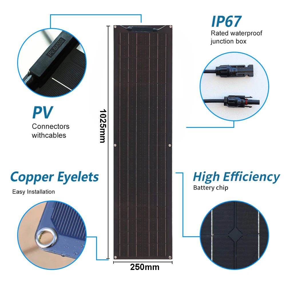 Flexible Solar Panel 100W 50W 12V Battery Charger Photovoltaic Panel