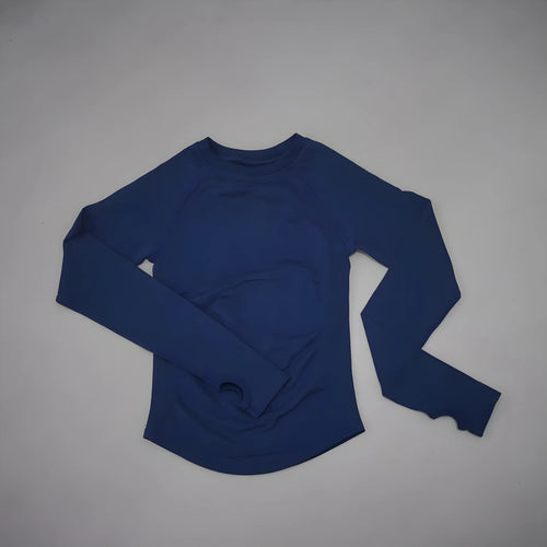 DF LOGO Women Seamless Long Sleeve Gym Top Tummy Slimming Yoga T Shirt