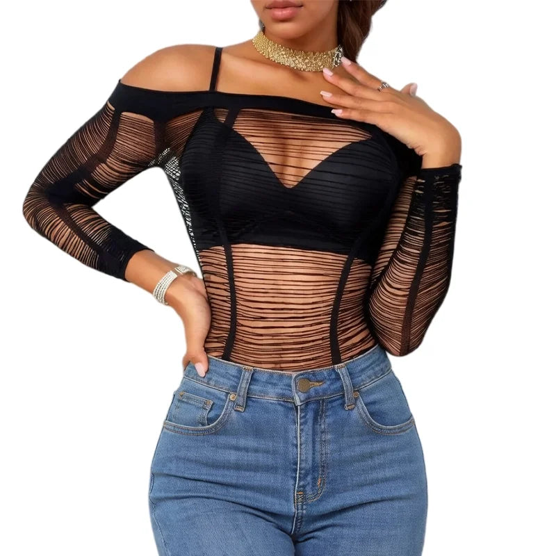 Hollow Out Fishnet Beach Cover Up Bodycon Dress, Sheer Mesh Festival