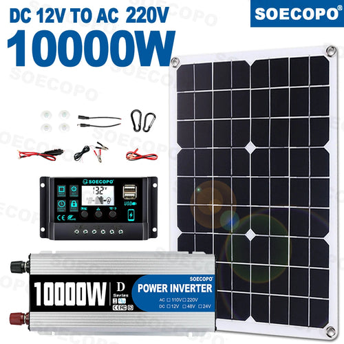 SOECOPO 7000W Solar Power System Kit, 12V to 110V/220V Inverter, 500W