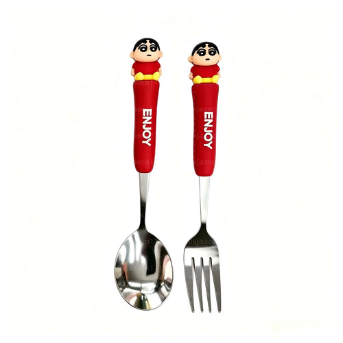 Anime Crayon Shin-Chan Fork And Spoon Set Cartoon Figure Durable