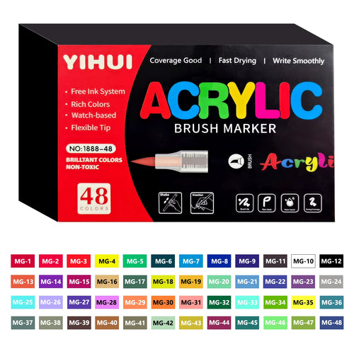 12/24/36/48/60 Colors Acrylic Paint Pens Markers Brush Tip Paint