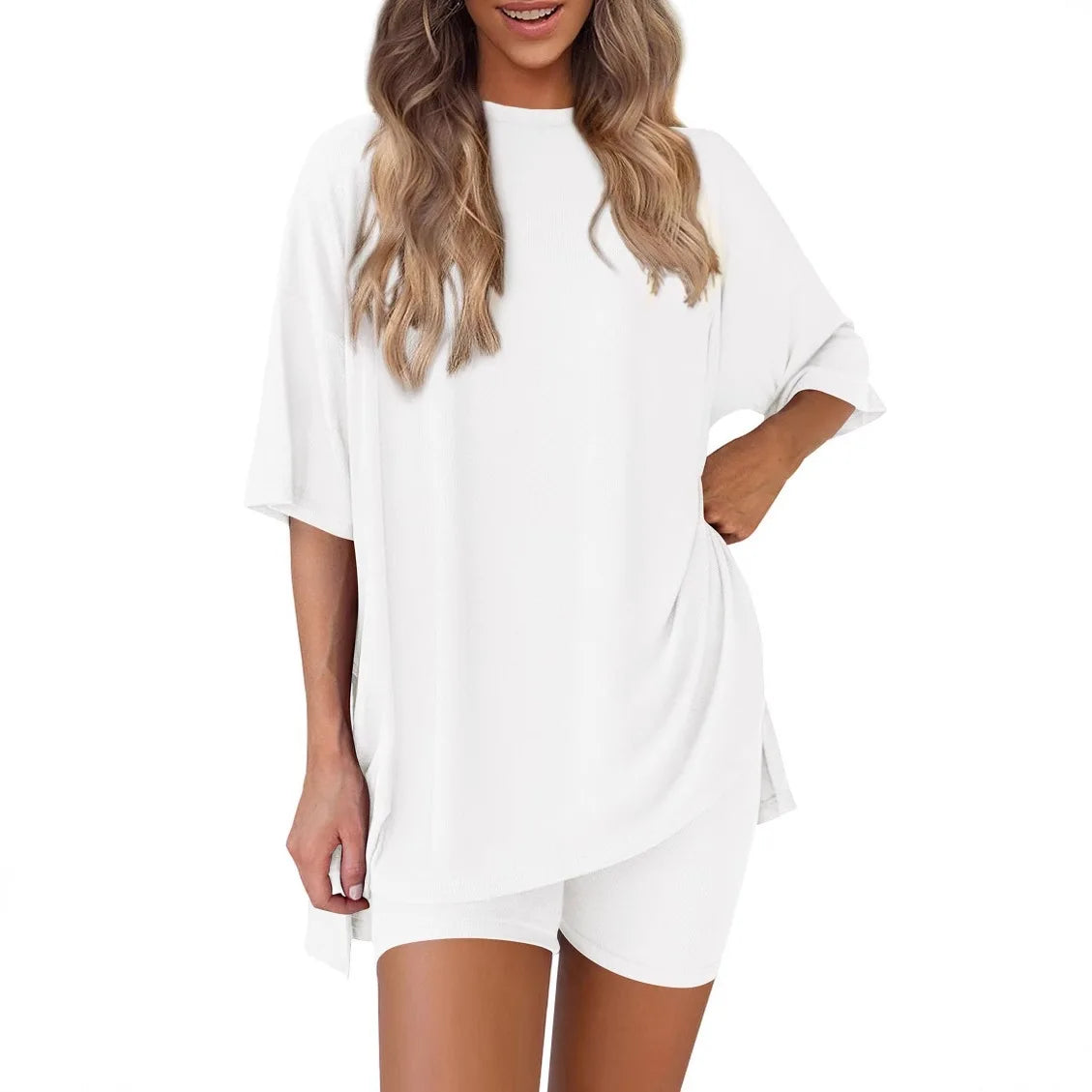 2026 Women's Oversized Two Piece Outfit Summer Casual Loose T Shirt