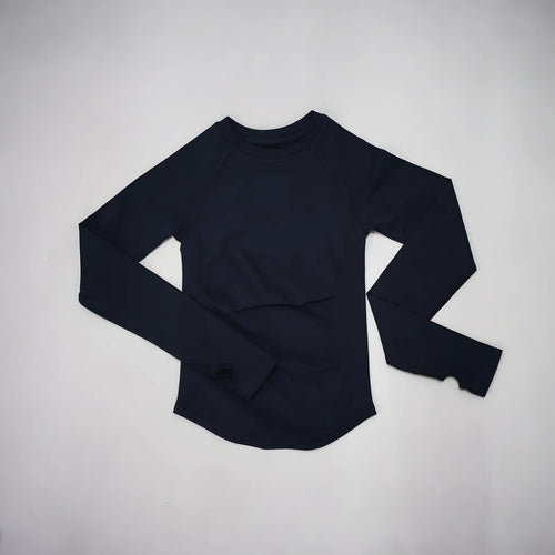 DF LOGO Women Seamless Long Sleeve Gym Top Tummy Slimming Yoga T Shirt
