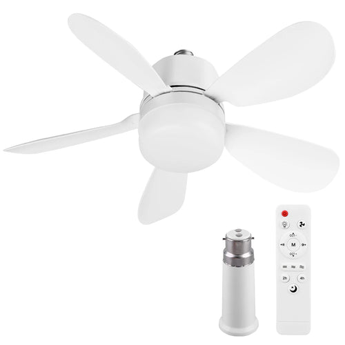 Socket Fan Light with Remote, Small Ceiling Fan with LED, E26/E27+B22