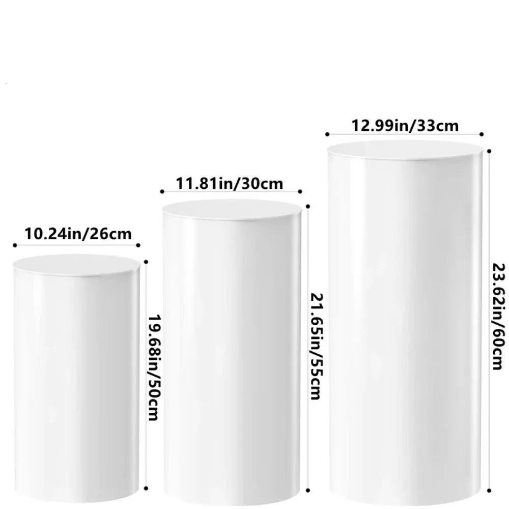 3/5Pcs White Cylinder Pedestal Stands, Round Plinth Pillars for