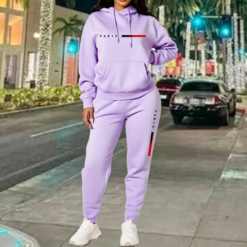 Hot Sales Women's Outfits Print Casual Hooded Sweatshirts 2 Pcs Suits
