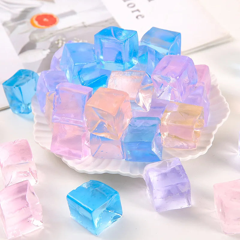 15Pcs Mini Ice Cube Squishy Toys Release Stress Transparent Small Ice