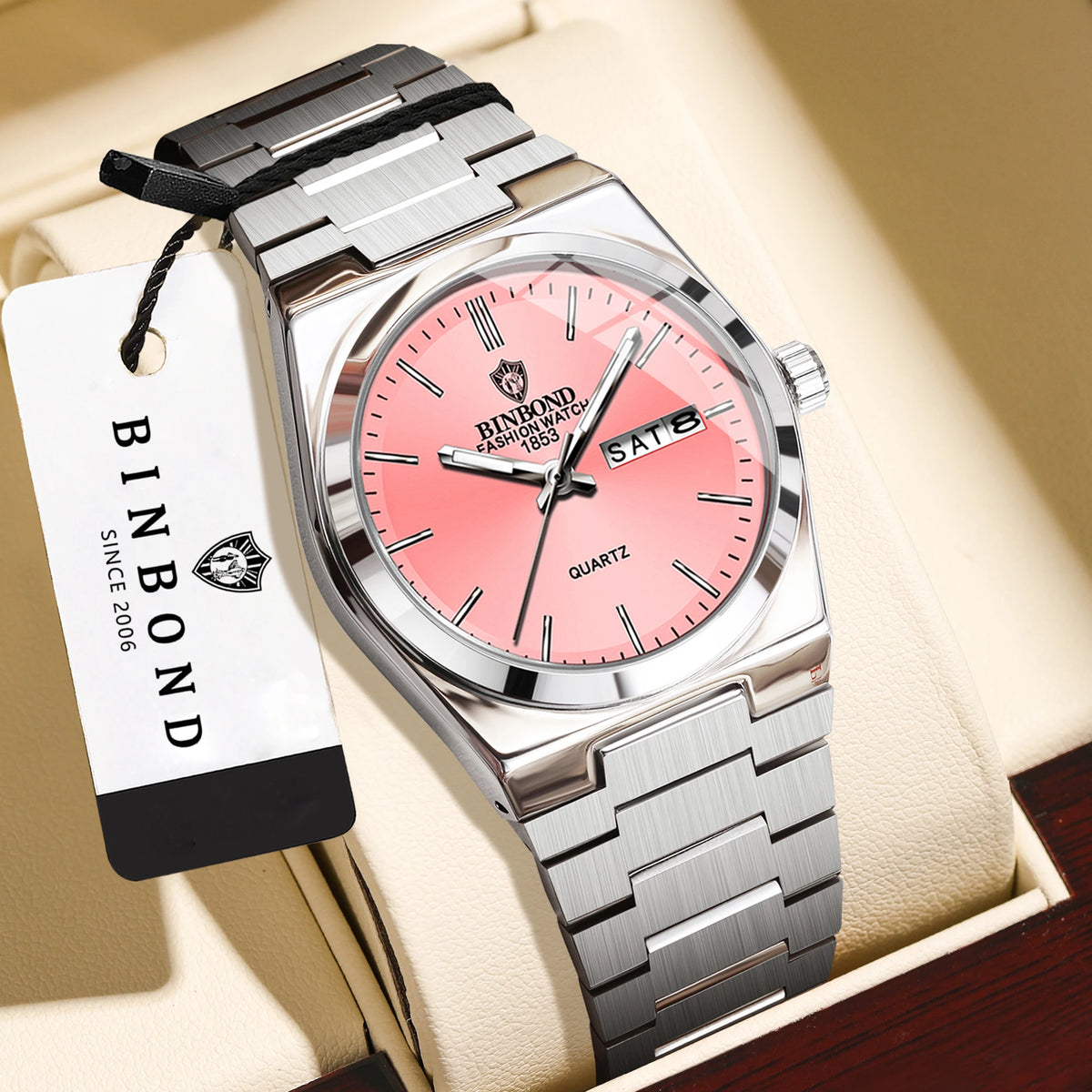 BINBOND Quartz Watches For Women Luxury Luminous Waterproof Auto Date