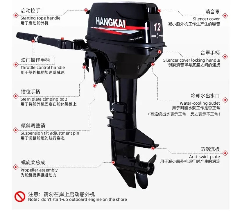 HANGAKI Outboard Motor Parts for 2-Stroke 12 HP Outboards Accessory