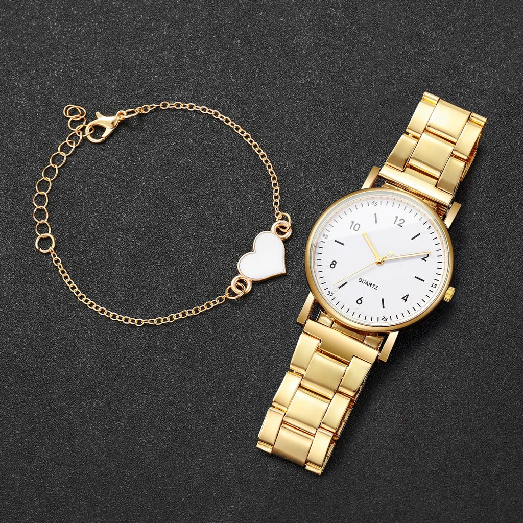 2/4PCS Fashion Arabic Dial Women Watches Simple Quaretz Wristwatch