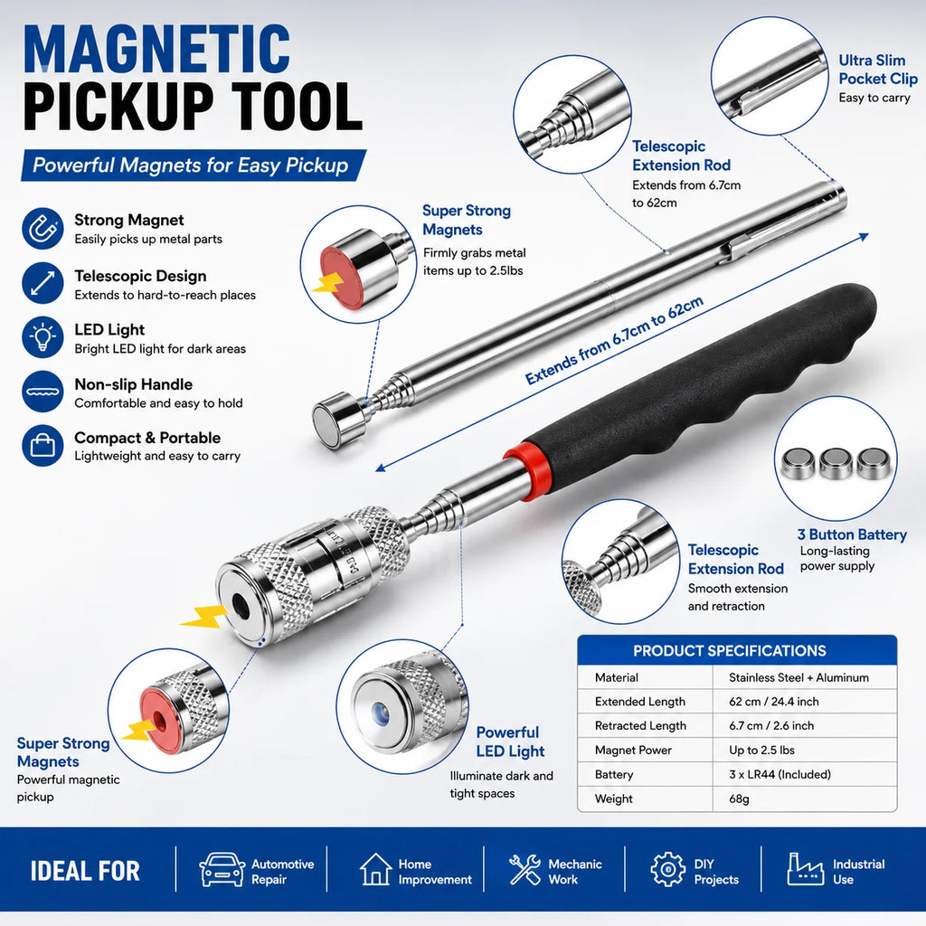 Portable Telescopic Magnetic Pickup Tool Extendable Magnet Pen for