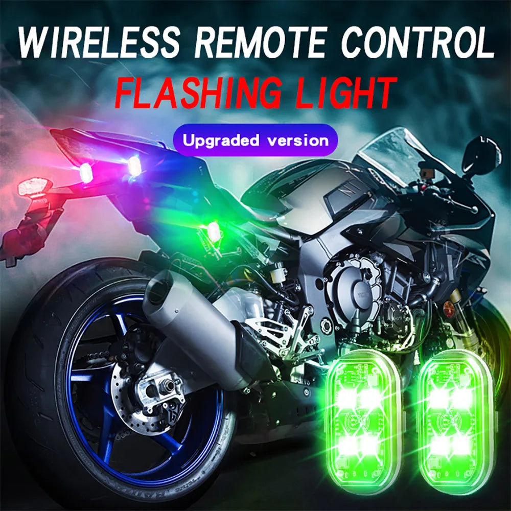2/4pcs Wireless LED Strobe Lights Car Decor Atmosphere Light, 8 Colors