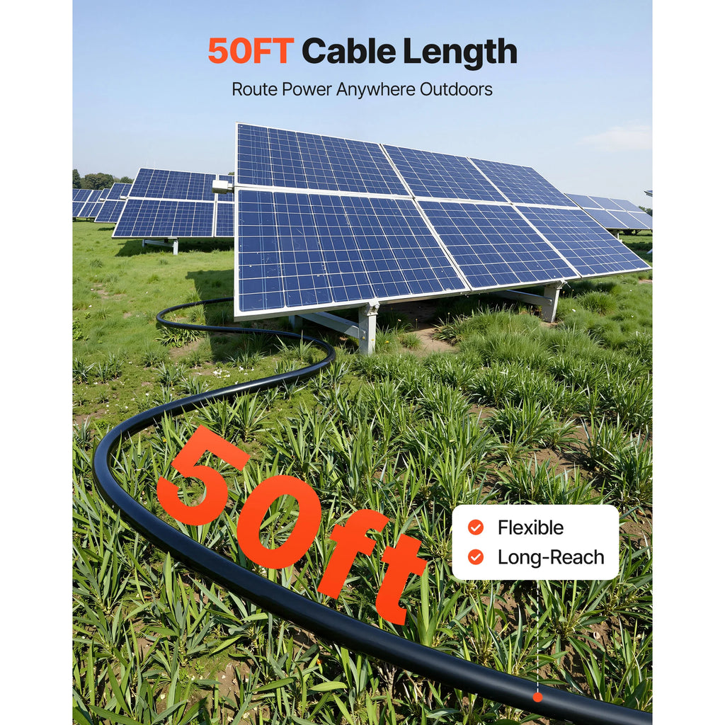 SucceBuy Solar Panel Wire 50 ft Black + 50 ft Red Kit / 65 ft Black +
