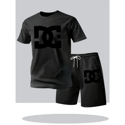 Summer Men's Casual Clothing Set Breathable Oversize T-Shirt Shorts
