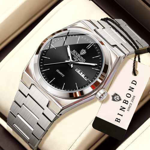 BINBOND Quartz Watches For Women Luxury Luminous Waterproof Auto Date