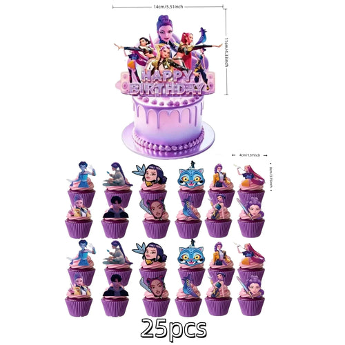 Anime Grils Lumi Mila Zoi Witch Hunter Cake Toppers Happy Birthday
