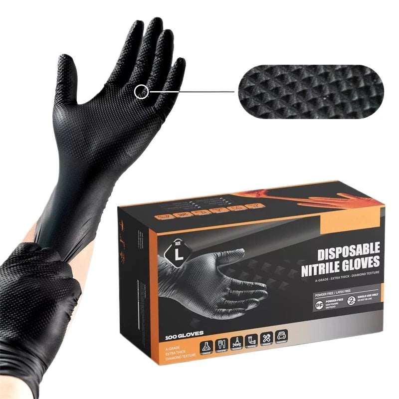 Industrial Black Nitrile Gloves 8mil Heavy Duty Disposable Gloves with