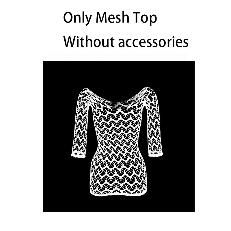 Women Summer Bodycon Top Long Sleeves Beach Cover Up Hollow Out