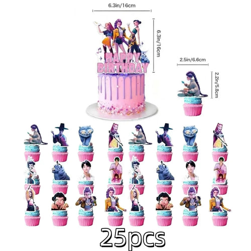 Anime Grils Lumi Mila Zoi Witch Hunter Cake Toppers Happy Birthday