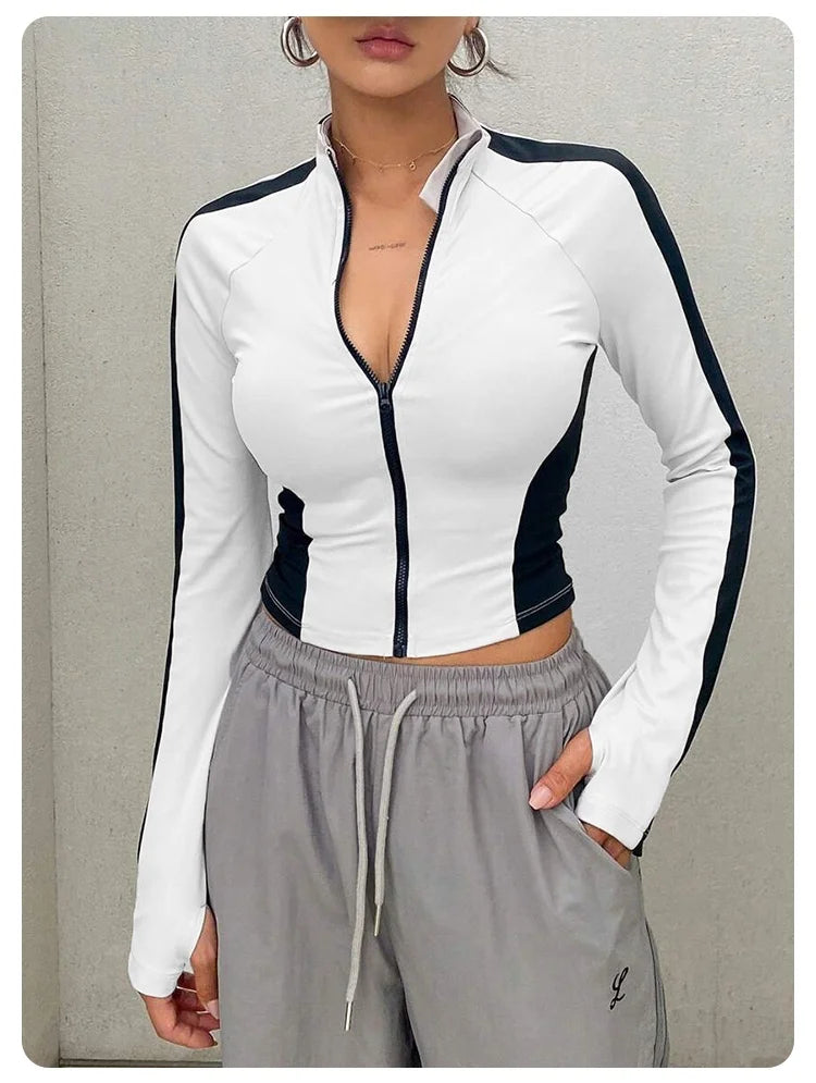 Yoga Clothes Stand Up Collar Jacket Outdoor Sports Long Sleeved Women