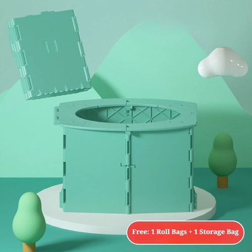 Kids Travel Potty with 1 Roll Bags Storage Bag Toddler Foldable