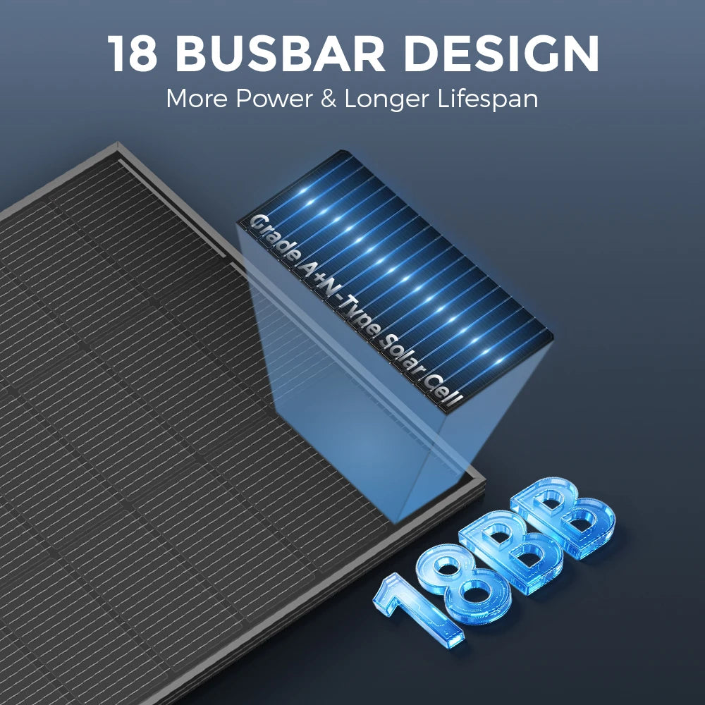 RVPOZWER Rigid Solar Panels 18BB N-Type Mono Cells 24.2% High