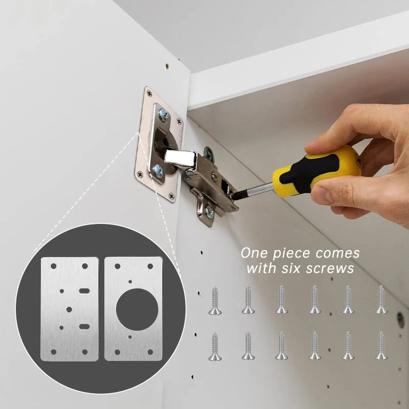 Cabinet Hinge Repair Plate Kit Kitchen Cupboard Door Hinge Mounting