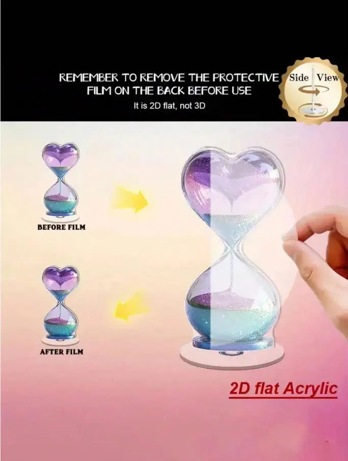 1Pc Acrylic Heart-Shaped Funnel Decor 2D Flat Rotating Modern 3D