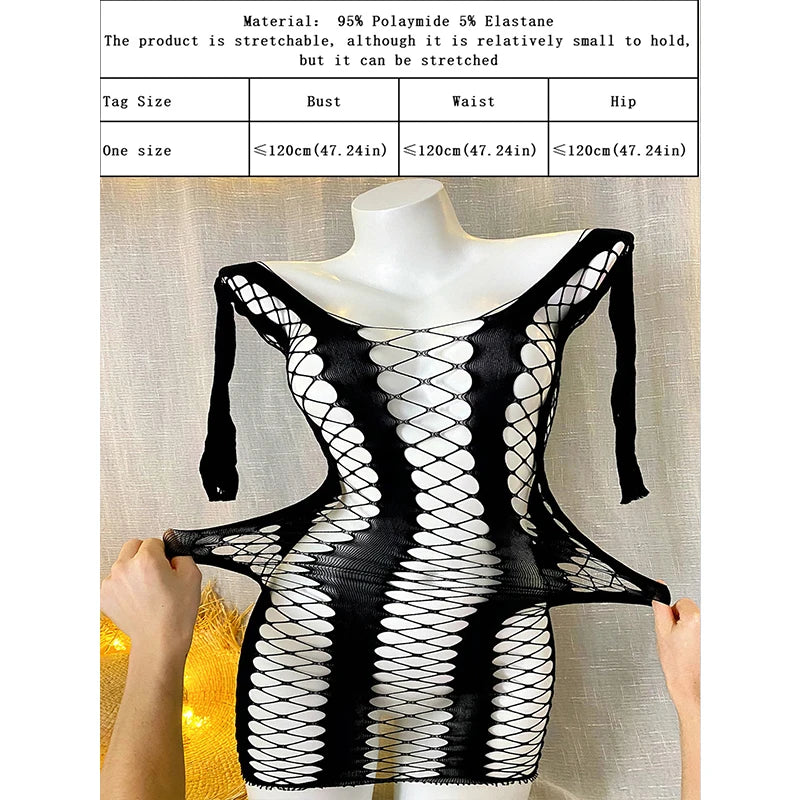 1 PC Long Sleeve Hollow Out See-through Top Sexy Fishnet Top Women