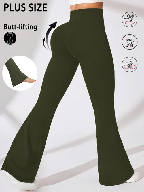 Plus Size Women's Super Soft High Waisted Flare Pants, Leggings Tummy