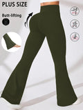 Plus Size Women's Super Soft High Waisted Flare Pants, Leggings Tummy