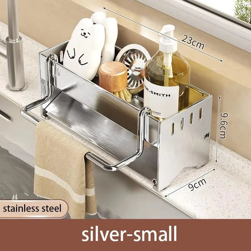Kitchen Stainless Steel Sponge Rack Household Sink Rag Drain Shelf