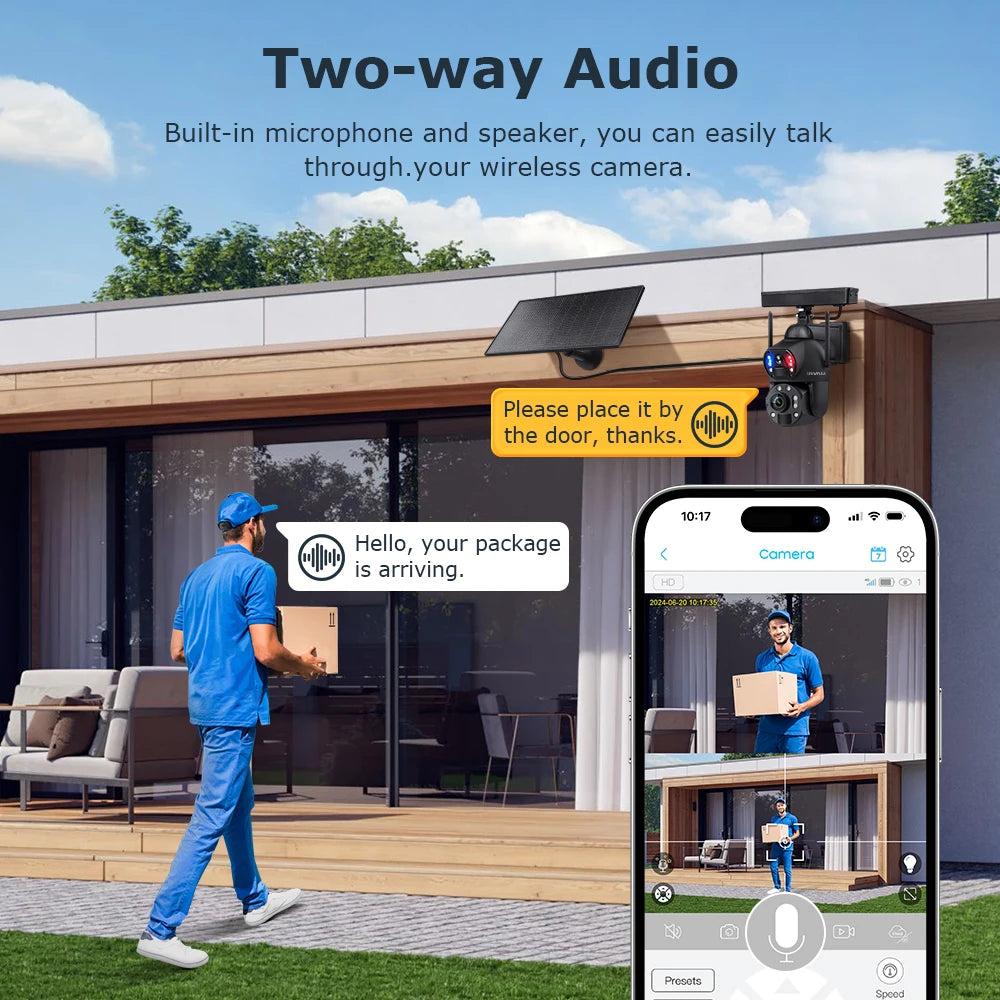 SHIWOJIA 4K 8MP 36X Zoom 4G Solar Camera Dual Lens Dual Screen Human