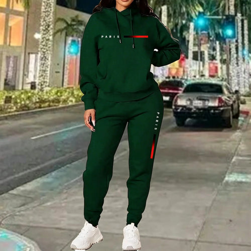 Hot Sales Women's Outfits Print Casual Hooded Sweatshirts 2 Pcs Suits