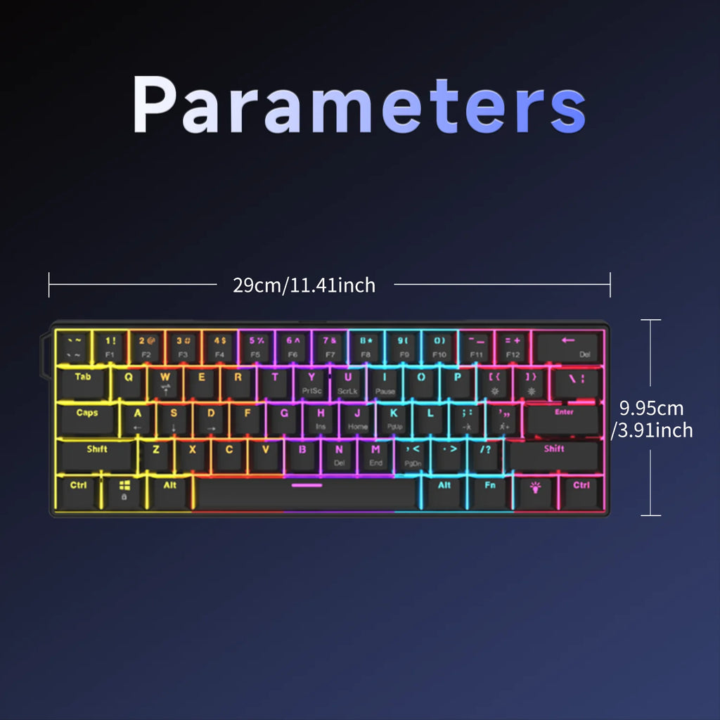 AJAZZ NK61 Wired Gaming Mechanical Keyboard 60% RGB Hot-Swappable 61