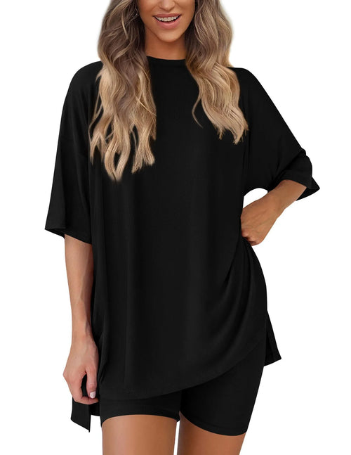2026 Women's Oversized Two Piece Outfit Summer Casual Loose T Shirt