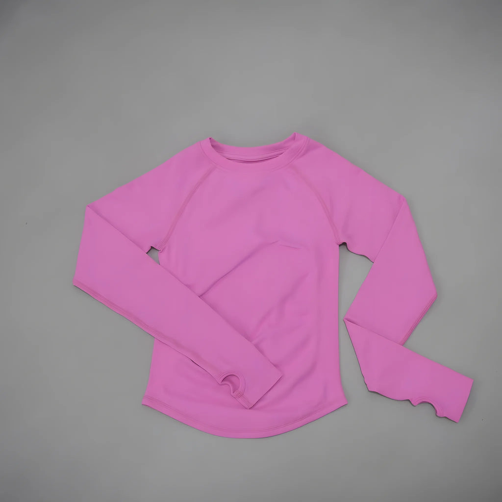 DF LOGO Women Seamless Long Sleeve Gym Top Tummy Slimming Yoga T Shirt