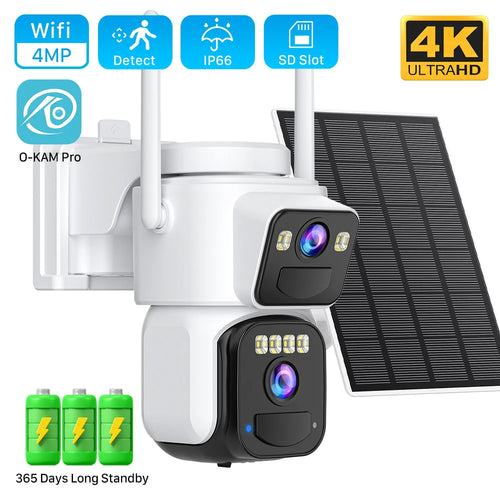 8MP Dual Lens Solar WIFI Security Cameras With Solar Panels Color