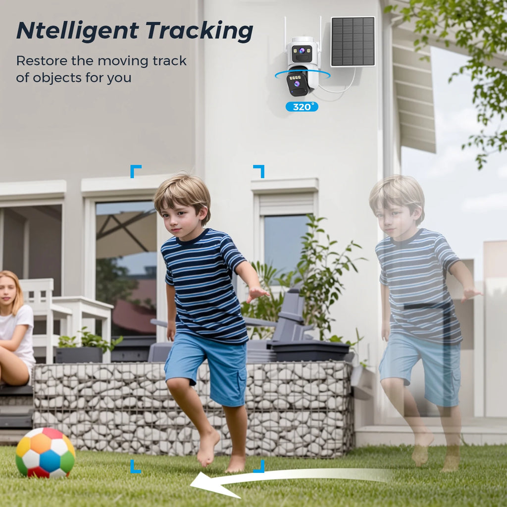 8MP Dual Lens Solar WIFI Security Cameras With Solar Panels Color