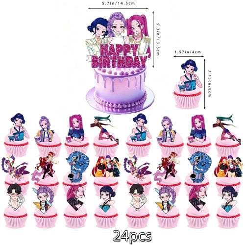Anime Grils Lumi Mila Zoi Witch Hunter Cake Toppers Happy Birthday