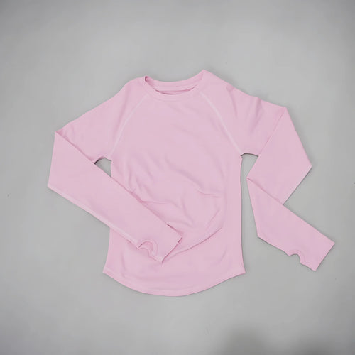 DF LOGO Women Seamless Long Sleeve Gym Top Tummy Slimming Yoga T Shirt