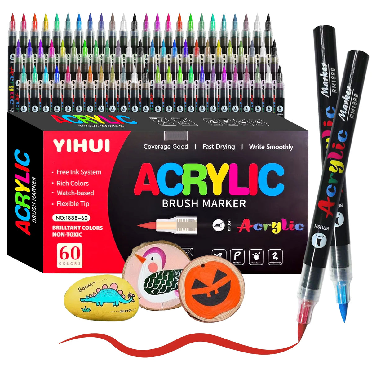 12/24/36/48/60 Colors Acrylic Paint Pens Markers Brush Tip Paint