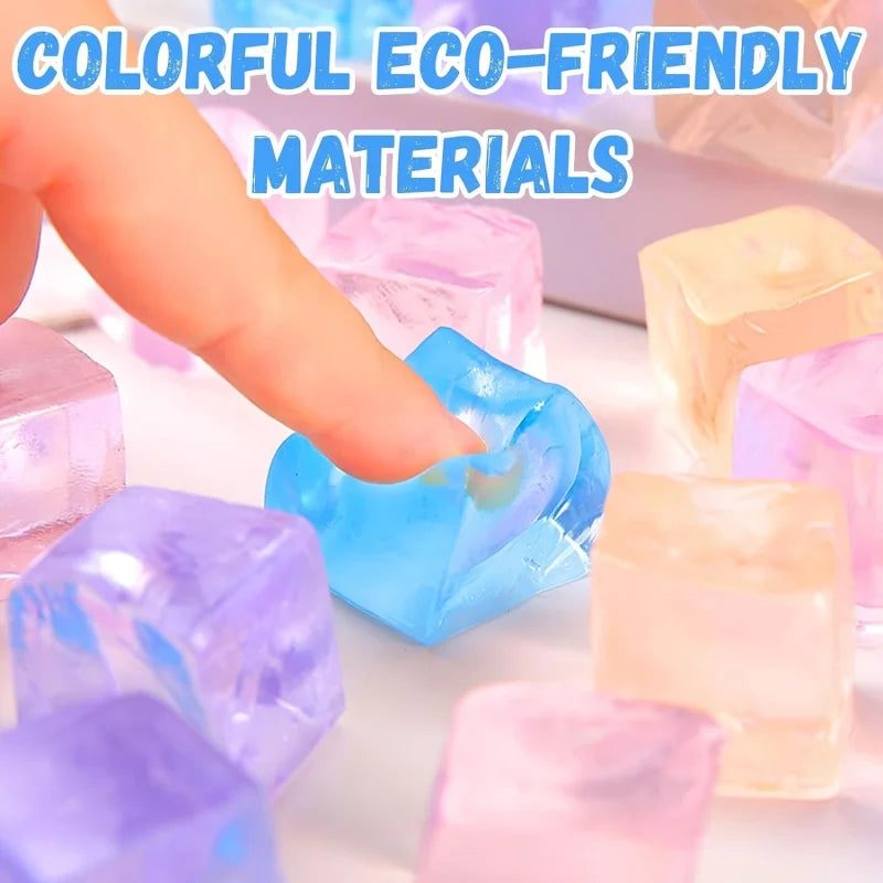 15Pcs Mini Ice Cube Squishy Toys Release Stress Transparent Small Ice