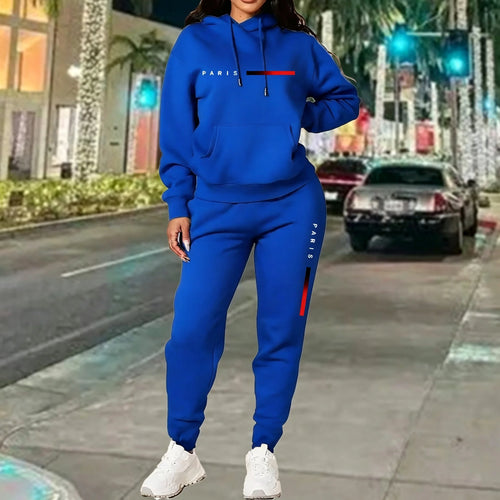 Hot Sales Women's Outfits Print Casual Hooded Sweatshirts 2 Pcs Suits