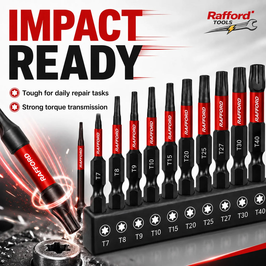 Rafford 10PCS Torx Impact Screwdriver Bits Set T7 T8 T9 T10 T15 T20