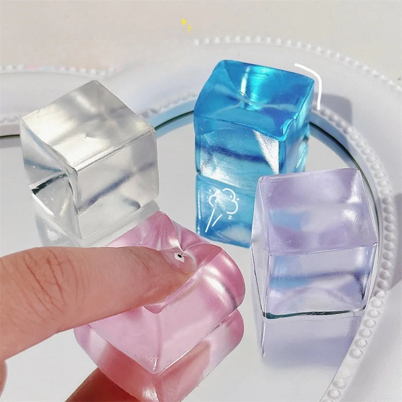 15Pcs Mini Ice Cube Squishy Toys Release Stress Transparent Small Ice