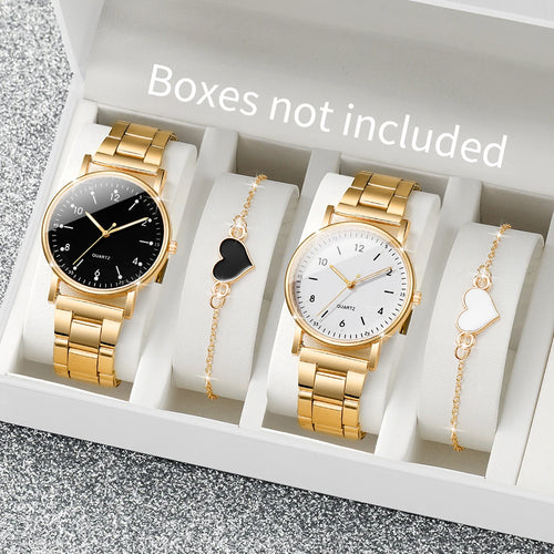 2/4PCS Fashion Arabic Dial Women Watches Simple Quaretz Wristwatch